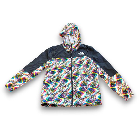 The North Face Hydrenaline Graphic Print Wind Rain Jacket Hooded Youth M 10-12 - Picture 1 of 10